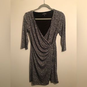 Express Women's Black and White Wrap Dress